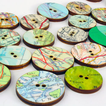 Pack Of Ten Map Craft Supply Buttons, 2 of 3