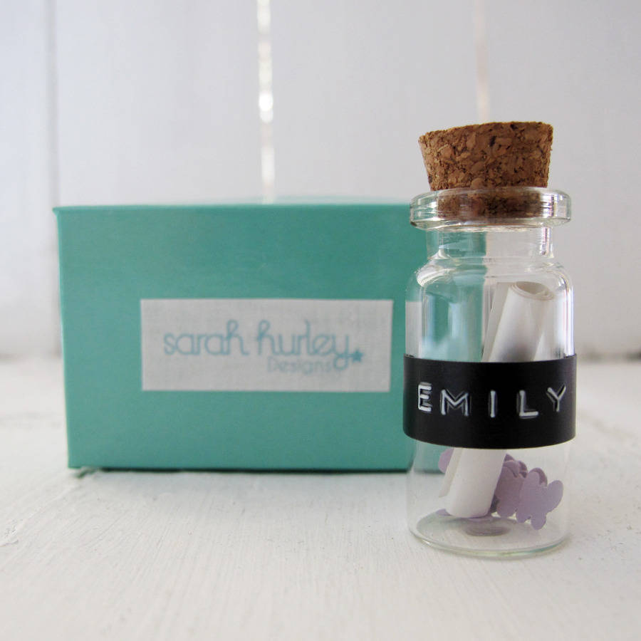 Name Label Personalised Letter In A Bottle By Chips & Sprinkles