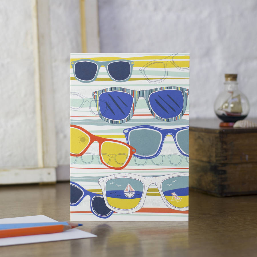 Sunglasses Greetings Card By Jessica Hogarth