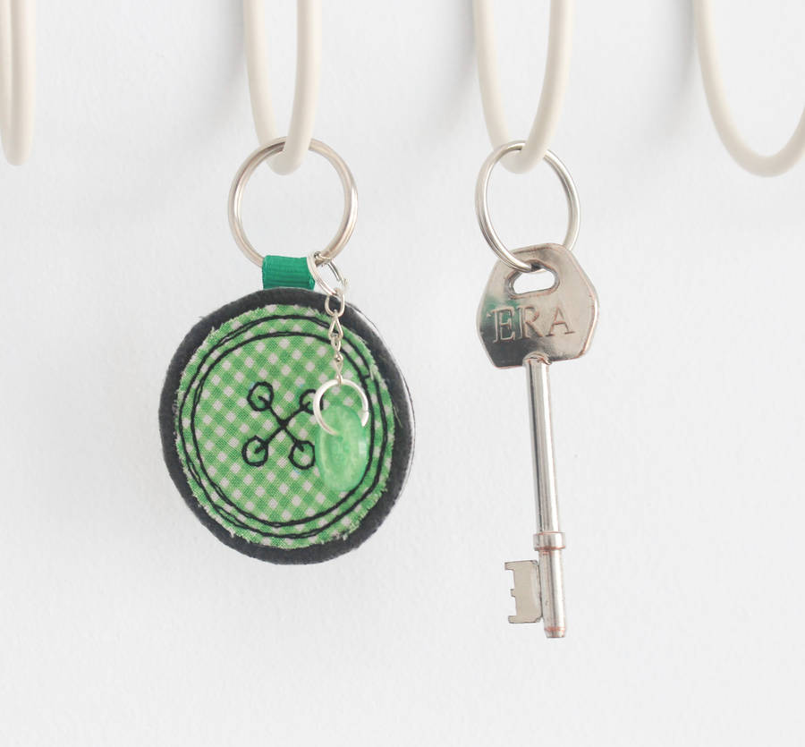 Fabric Button Keyring By Honeypips