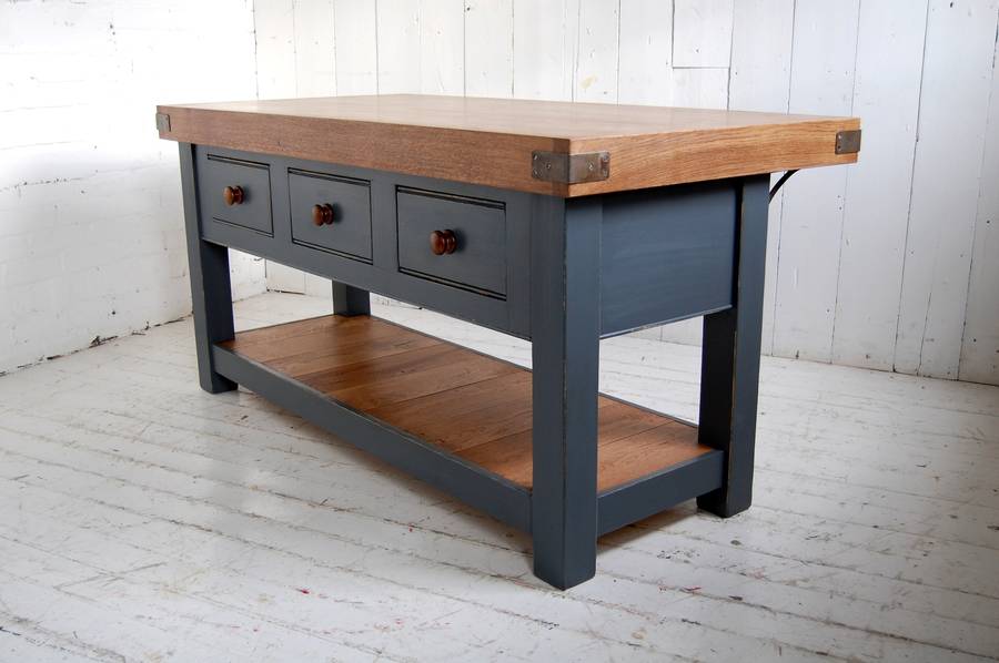 Aged Oak Topped Kitchen Island By Eastburn Country ...