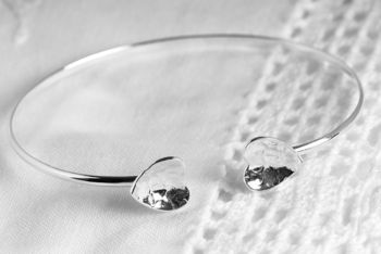 Hammered Heart Sterling Silver Bangle, 4 of 10