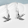Swallow Silver Drop Earrings On Personalised Gift Card, thumbnail 1 of 9