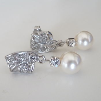 Rhinestone And Pearl Earrings, 5 of 7