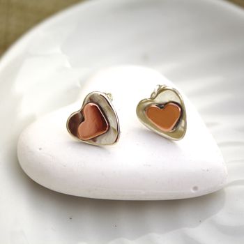 Gold And Silver Heart Studs In Personalised Box, 6 of 9