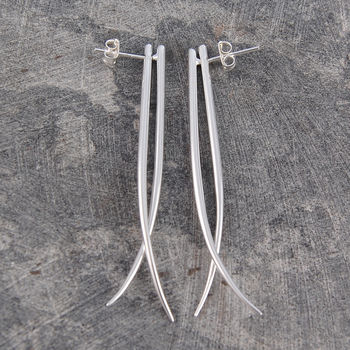 Gold And Silver Swing Tusk Drop Earrings, 8 of 9