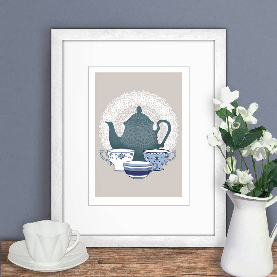 Vintage Style Teapot Print By Hipster Spinster