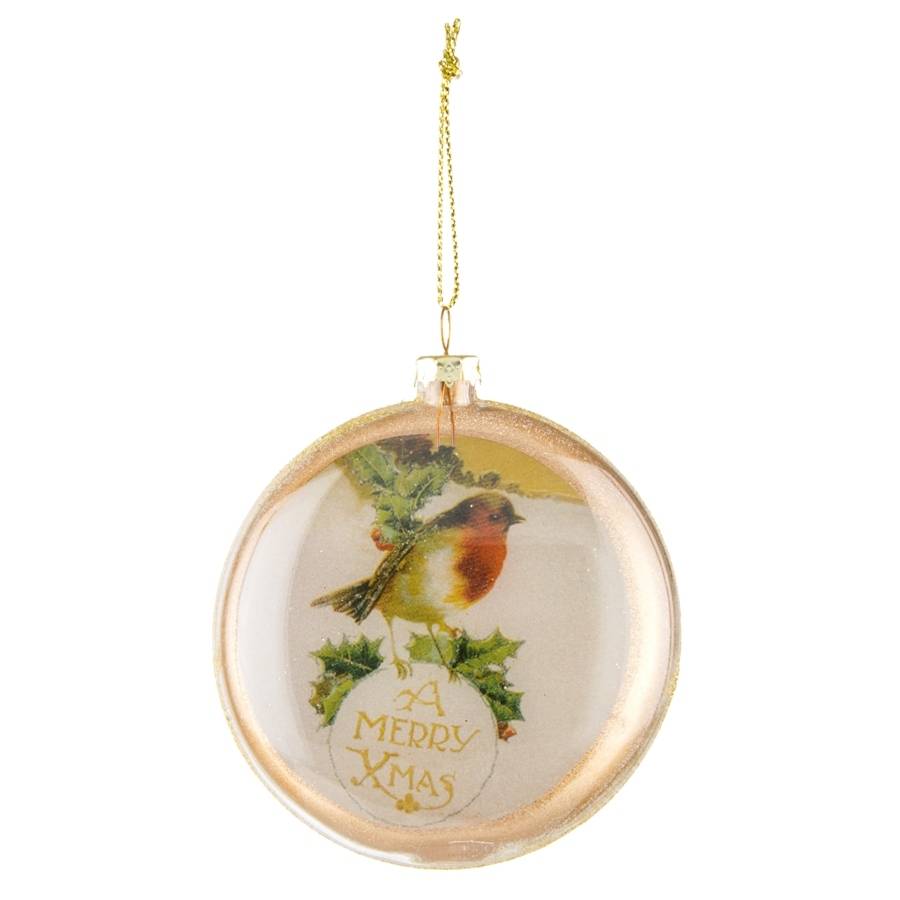 Vintage Robin Glass Christmas Bauble By The Christmas Home