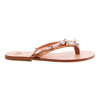 Bridal Hand Embellished Leather Sandals By IRIS