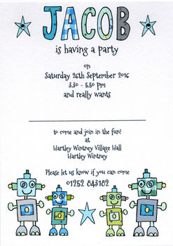 Personalised Childrens Robot Party Invitations, 5 of 5