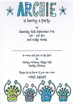 Personalised Childrens Monster Party Invitations, 5 of 5