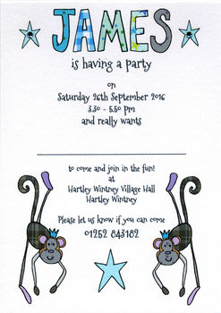 Personalised Childrens Monkey Boy Party Invitations, 5 of 5