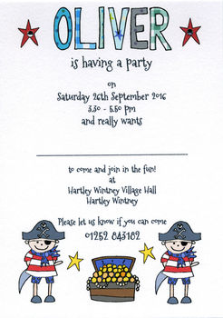 Personalised Childrens Pirate Party Invitations, 5 of 5