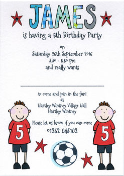 Personalised Childrens Footballer Party Invitations, 6 of 6