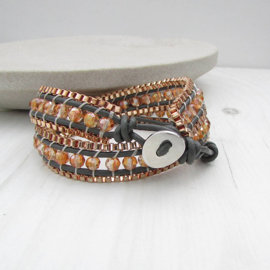 copper leather wrap bracelet by evy designs