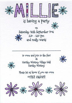 Personalised Childrens Flower Party Invitations, 5 of 5