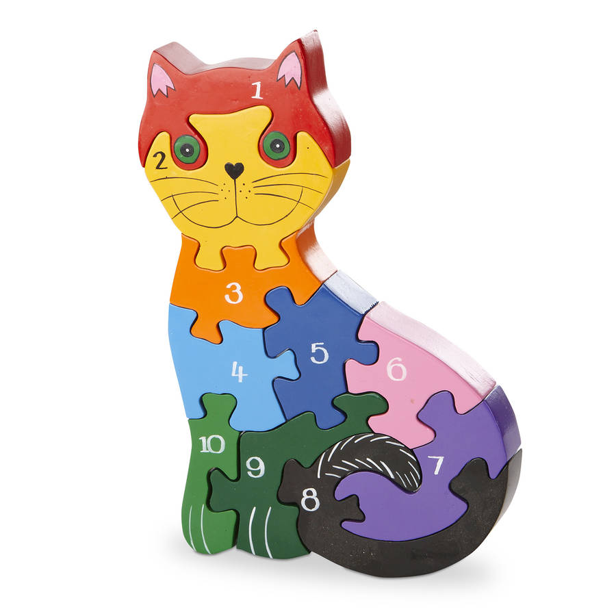 Handmade Wooden Number Cat Puzzle, 1 of 2