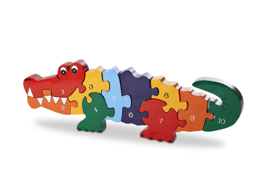 Handmade Wooden Number Crocodile Puzzle, 1 of 2