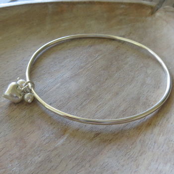 Silver Bangle With Heart And Pearls, 3 of 3