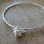 Silver Bangle With Heart And Pearls, thumbnail 1 of 3