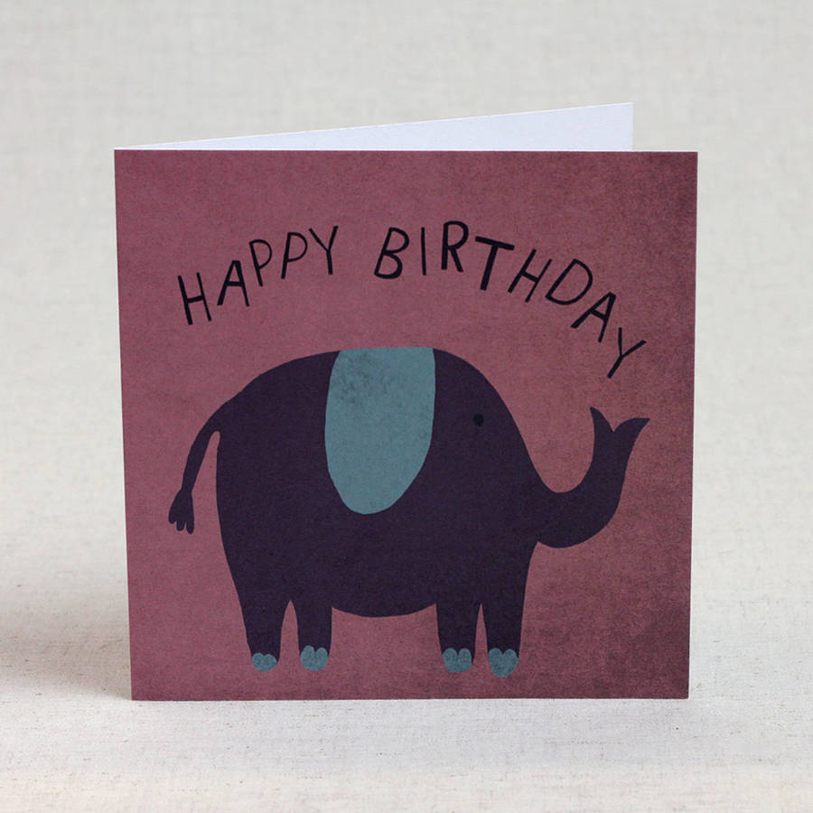 purple elephant happy birthday card by lil3birdy | notonthehighstreet.com