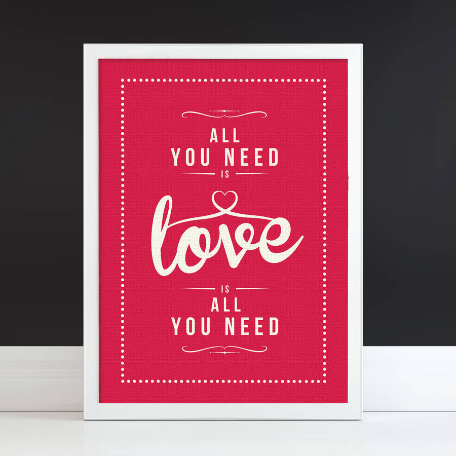 'all you need is love' fine art retro print by rock the custard ...