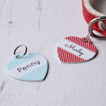 Personalised Polka Dot Pet Tag Heart Shaped, 7 of 7