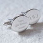 Personalised Polished Silver Plated Oval Cufflinks, thumbnail 5 of 8