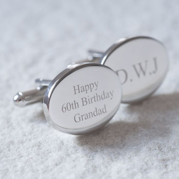 Personalised Polished Silver Plated Oval Cufflinks, 5 of 8