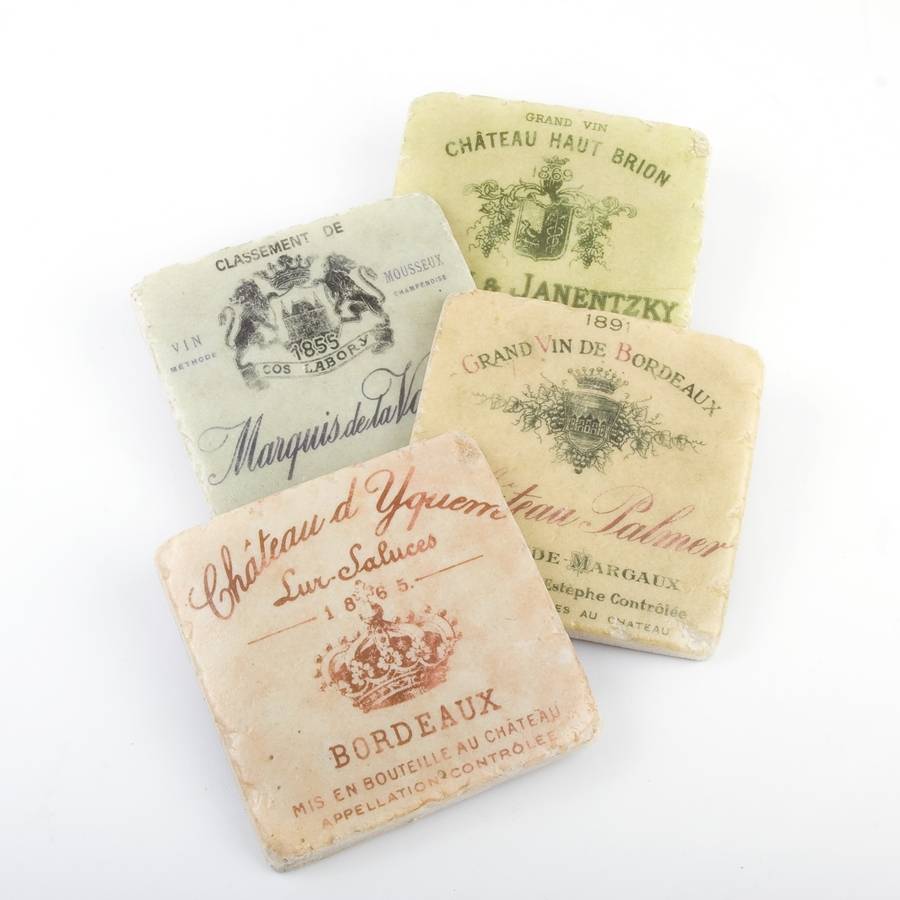 Vintage Wine Label Coasters By Otters Barn Interiors | notonthehighstreet.com
