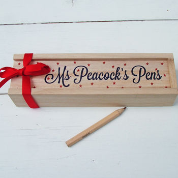 Personalised Print Wooden Pencil Case, 5 of 9