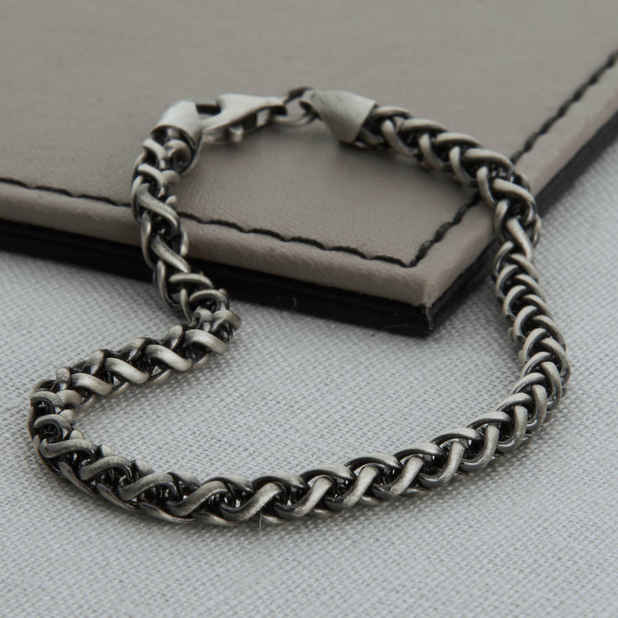 heavy sterling silver detailed chain bracelet by hurleyburley man ...