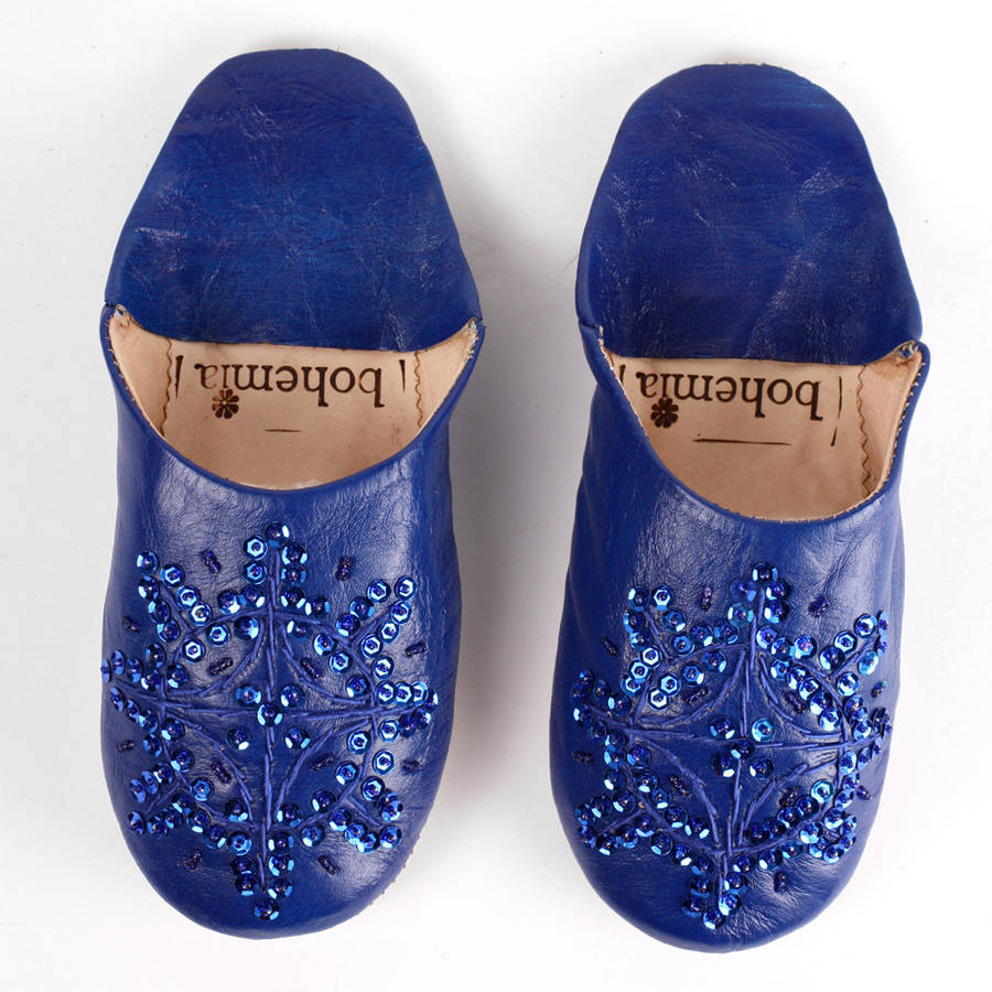 leather sequin babouche slippers, essential collection by bohemia ...