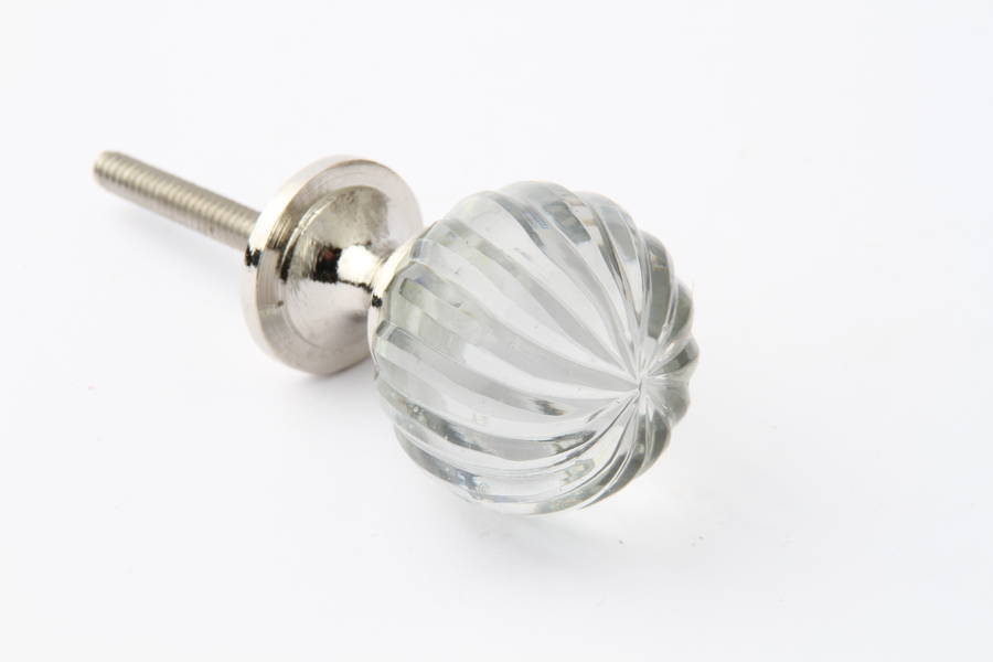 Clear Glass Spiral Ridged Drawer Knob By French Grey Interiors