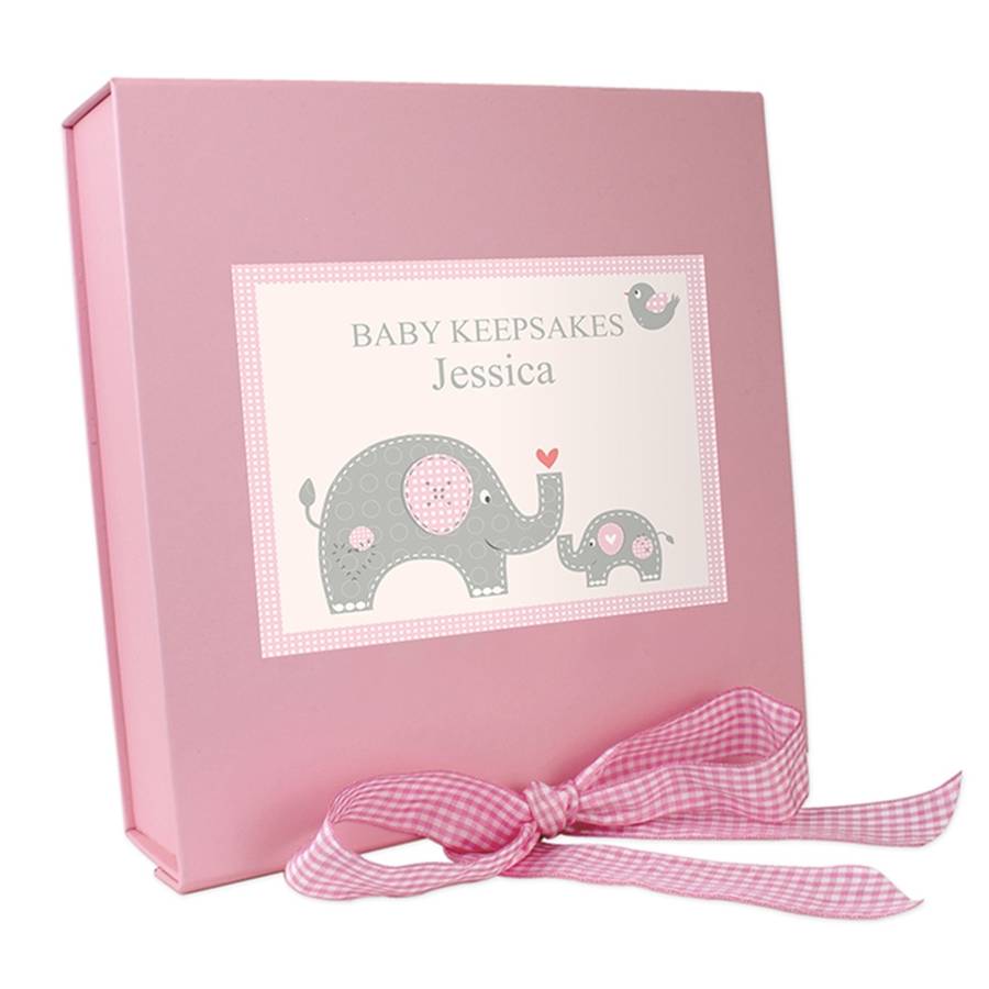 personalised 'elephant' baby girl vest gift set by hope and willow