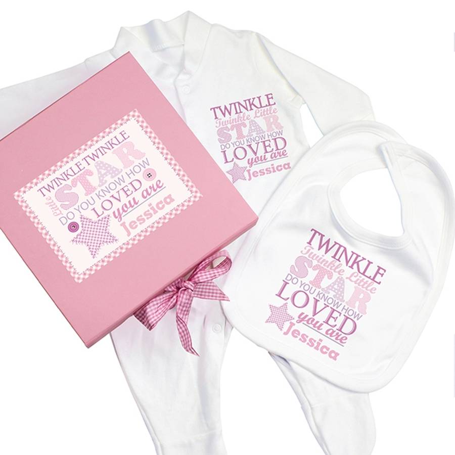 personalised 'little star' baby girl gift set by hope and willow