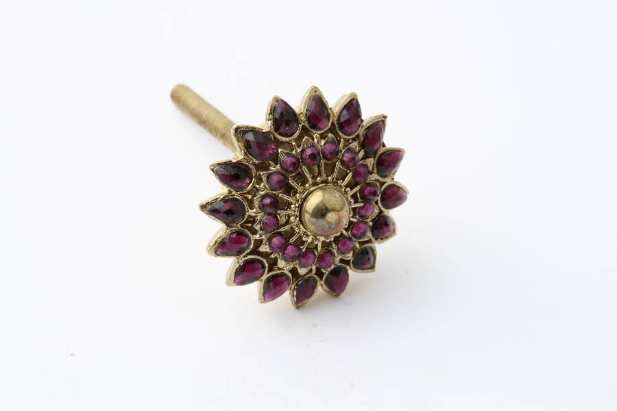 Flower Shaped Purple Gems Drawer Knob By French Grey Interiors