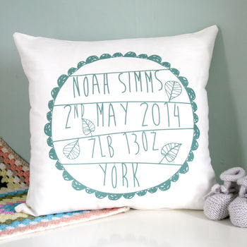 Personalised Baby's Birth Cushion, 3 of 4