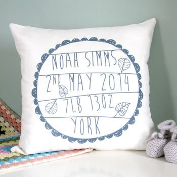 Personalised Baby's Birth Cushion, 4 of 4