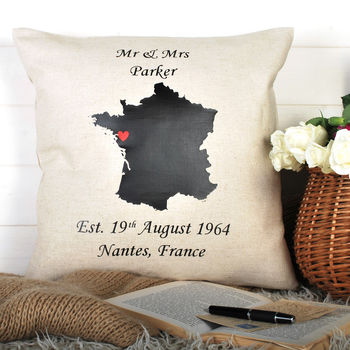 Anniversary Gift And Wedding Location Cushion, 4 of 4