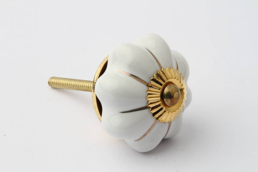 Gold Striped Flower Drawer Knob By French Grey Interiors
