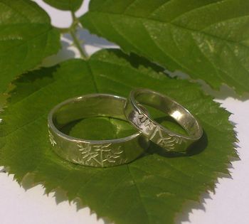Ash Leaf Wedding Bands In Eco Silver, 3 of 11
