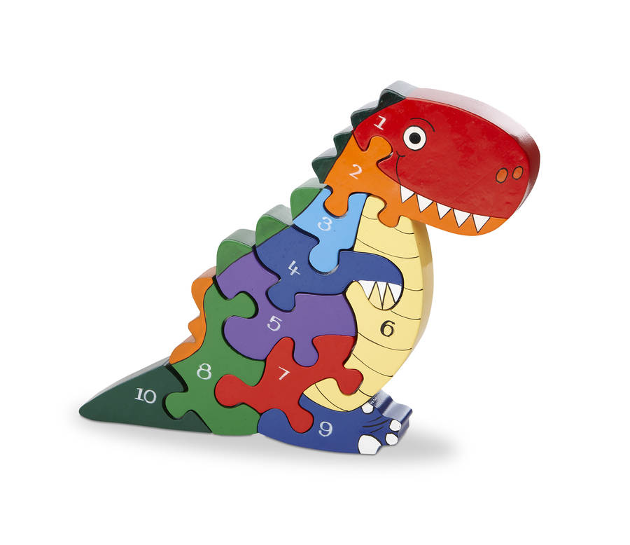 Handmade Wooden Number T Rex Dinosaur Puzzle, 1 of 3