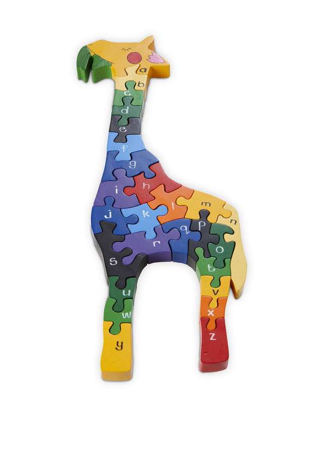 Handmade Wooden Alphabet Giraffe Puzzle, 1 of 2