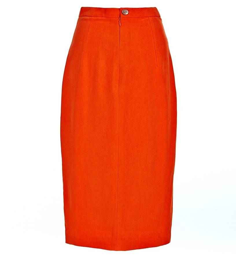 Orange Silk Pencil Skirt By The Silk Boutique | notonthehighstreet.com