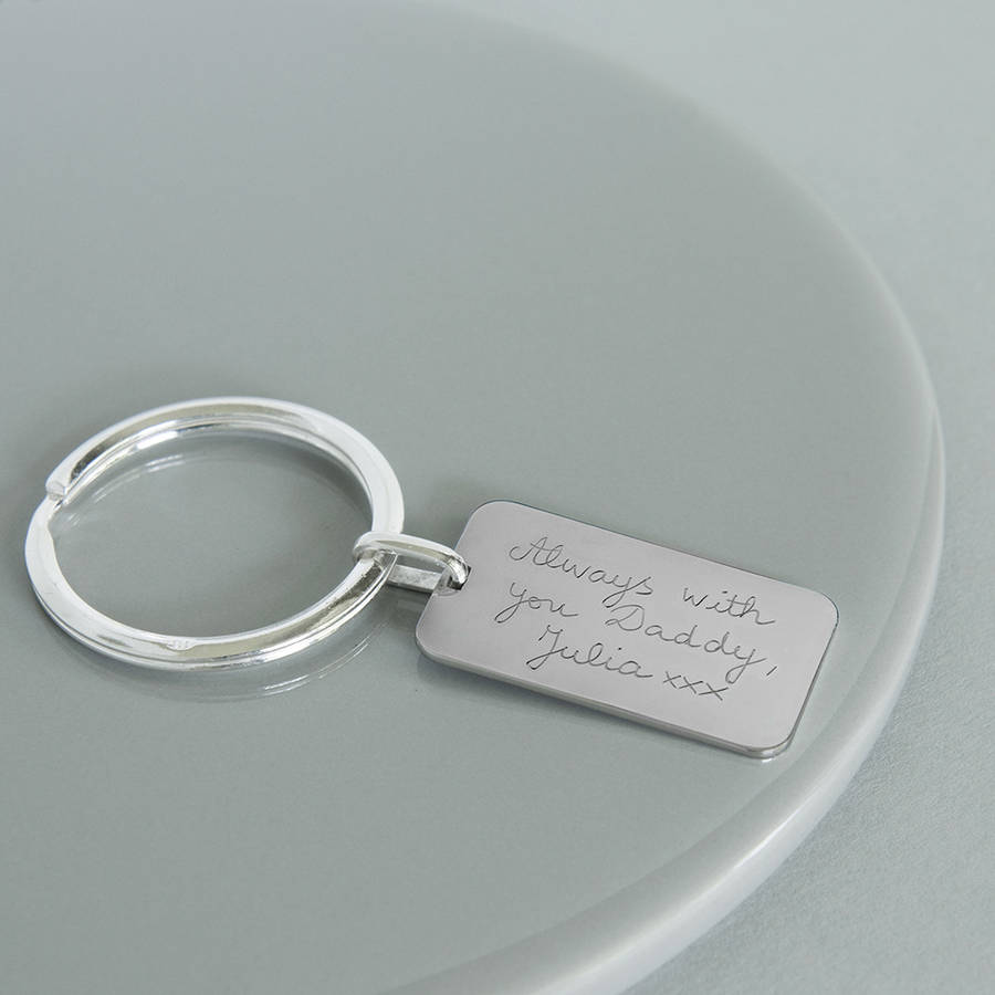 Dad's Personalised Sterling Silver Dog Tag Key Ring By Merci Maman