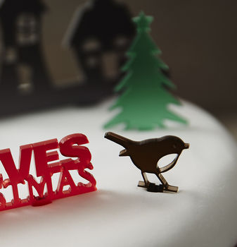 Personalised Traditional Christmas Cake Topper Set, 3 of 6