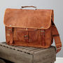 Leather Satchel With Front Pocket And Handle, thumbnail 4 of 8