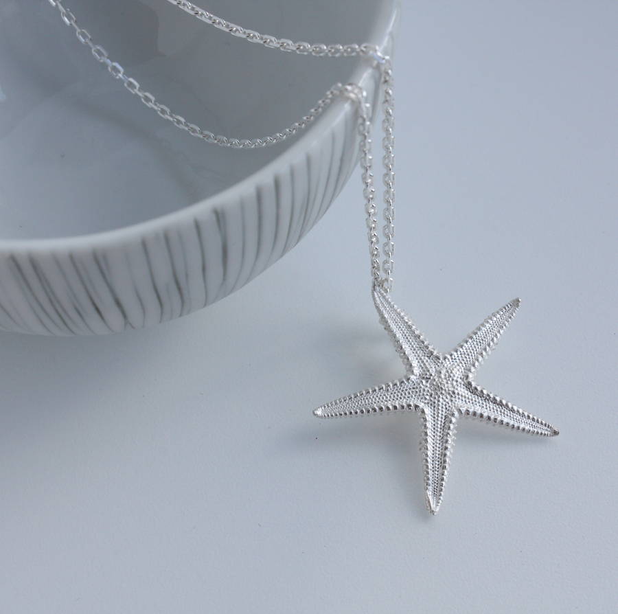 sterling silver starfish necklace by caroline brook
