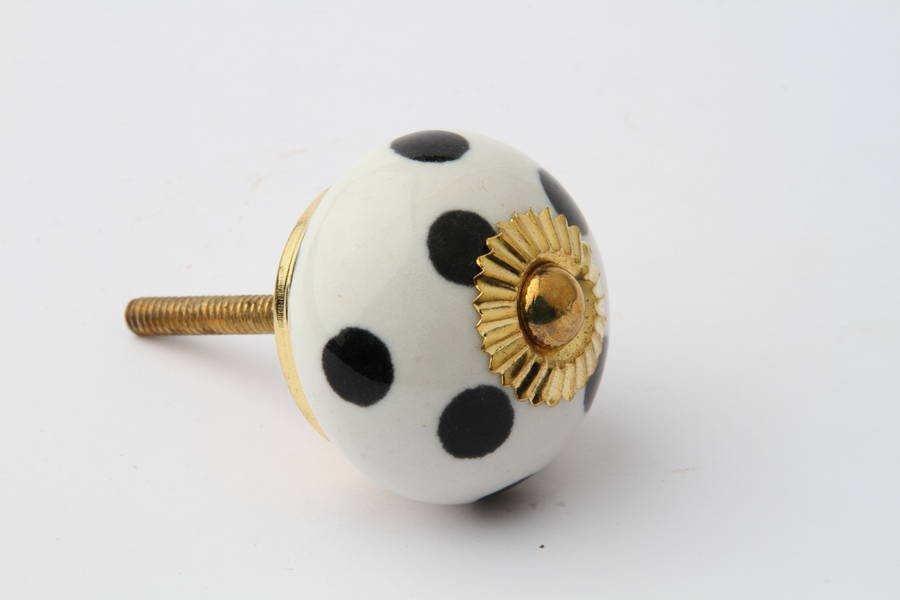 White With Black Polkadot Drawer Knob By French Grey Interiors